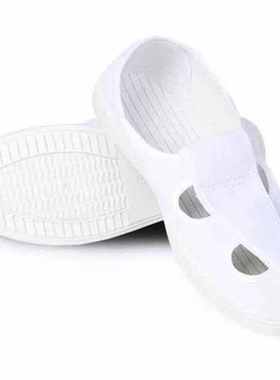 安amsPVC底无尘鞋透气四孔鞋白色帆布春夏无尘工作鞋5双4