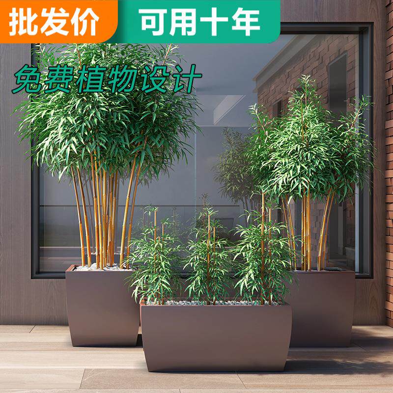 户外铁艺弧度花箱组合长方形不锈钢半弧形花槽隔断方型大号花盆