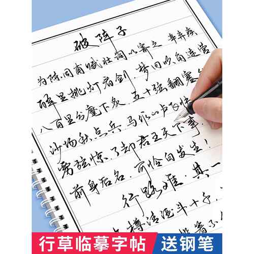 行书练字帖成年行楷字帖成人练字临摹钢笔硬笔书法练字本男女生连笔字专用行草速成大学生初中生高中大人常用3000字草书控笔训练