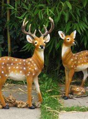 艺仿真动物梅花件花园客厅庭鹿院摆户外2551园林装饰雕塑树脂工品