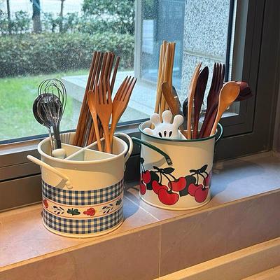 复古铁艺筷子笼多功能碗筷餐具收纳盒筒子通风沥水食品级家用厨房