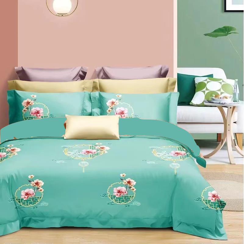 高档豪华版纯四件套床单被套大红全棉棉喜庆4件色套双人1床.8m2米