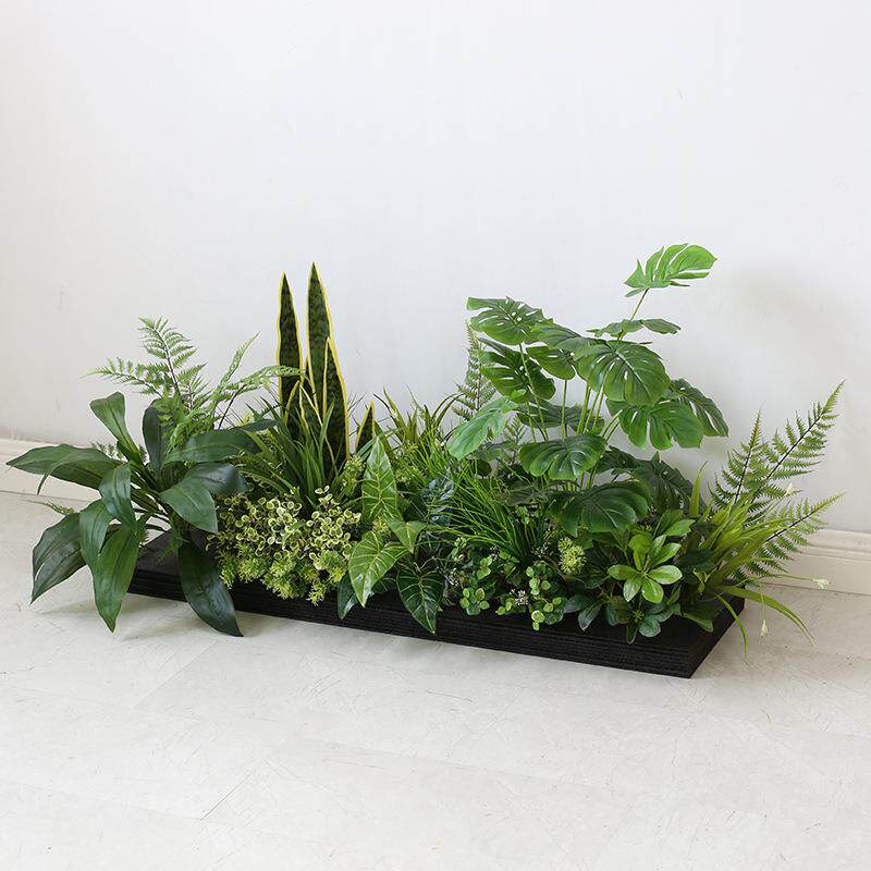 店铺橱窗绿植组合花槽花坛植物花卉楼盘餐厅隔断栅栏花箱仿真花草