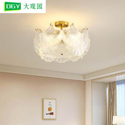 【严选】法式轻奢主卧室灯奶油风玻璃现代简约餐厅房间吸顶灯413L