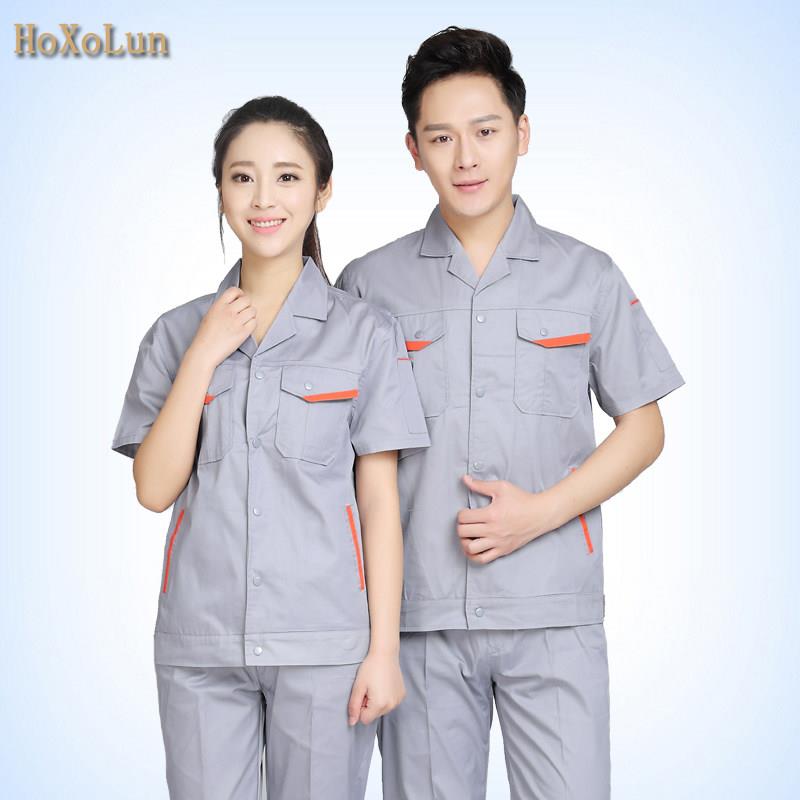 夏季短袖工作服套装男 夏装半袖汽修劳保工程服单件上衣工装定制图片