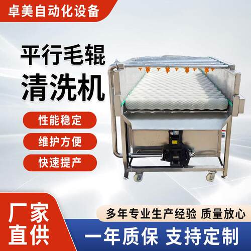 平行毛辊清洗机大姜红薯清洗去泥机器海蛎子扇贝喷淋清洗去杂设备