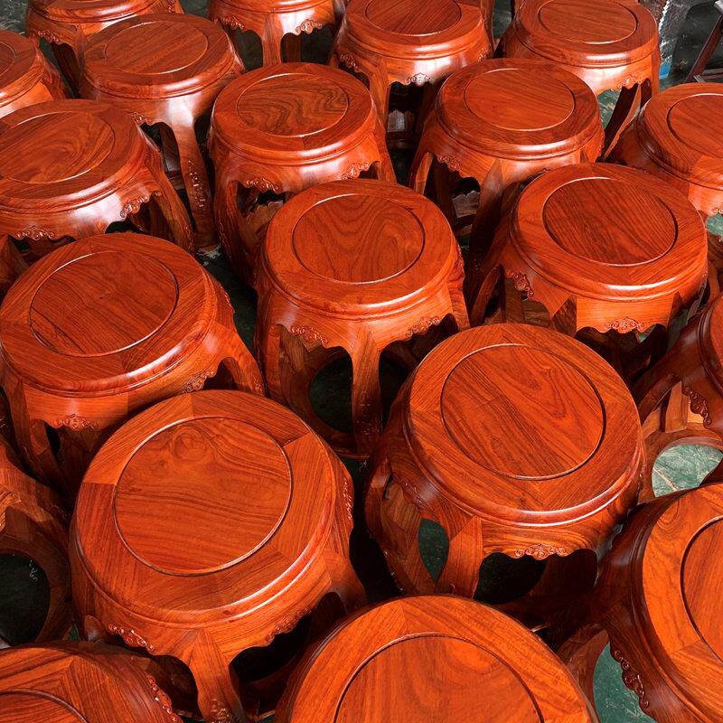 中式设计红木凳子实木鼓凳花梨木家用餐桌凳彷古换鞋古筝凳木雕凳