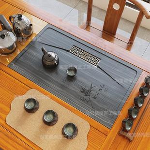 茶桌石盘嵌入式天然石材面板大理石茶盘定制茶台茶几中间漏水盖板