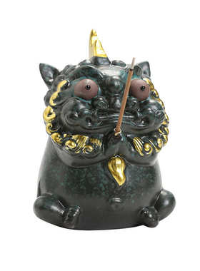 貔貅手持线香插趣味陶瓷香架Q趣茶道桌面禅意茶宠熏香摆件鹅梨香