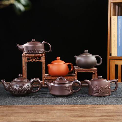 宜兴紫砂壶功夫茶具家用泡茶壶陶瓷中式单人茶壶朱泥西施壶