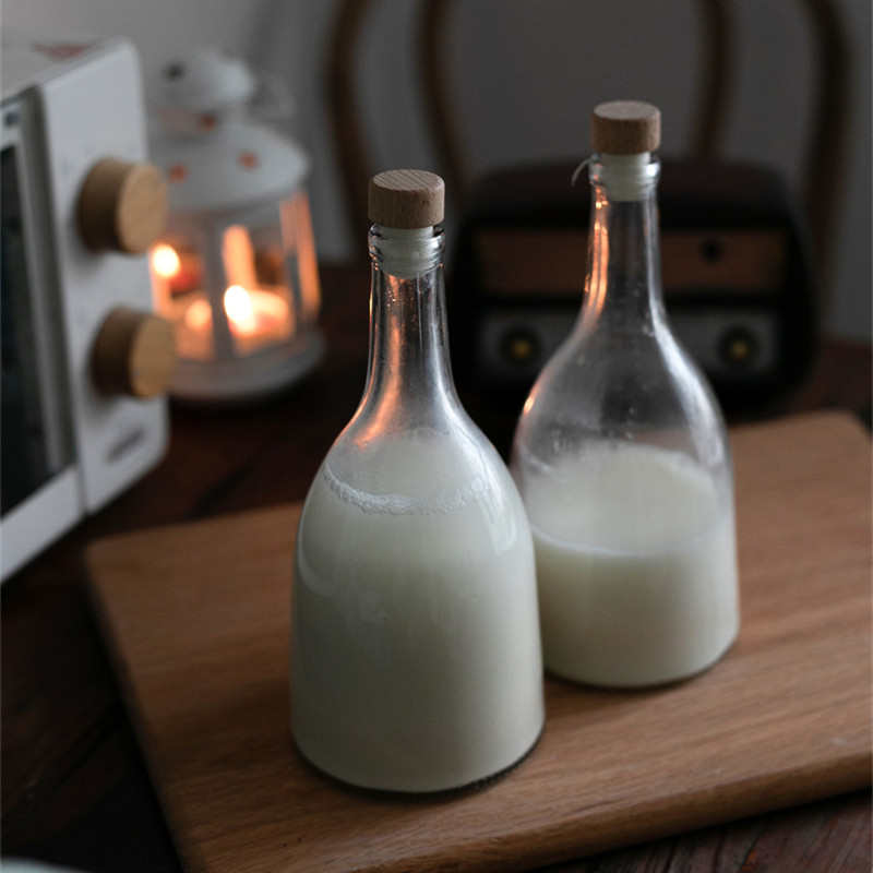 5只红书北欧木塞透明玻璃红酒瓶酵素奶茶饮品玻璃杯咖啡冷萃酒瓶
