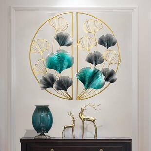 新中式客厅装饰壁挂 银杏叶金属铁艺壁挂件 酒店墙壁背景装饰壁饰