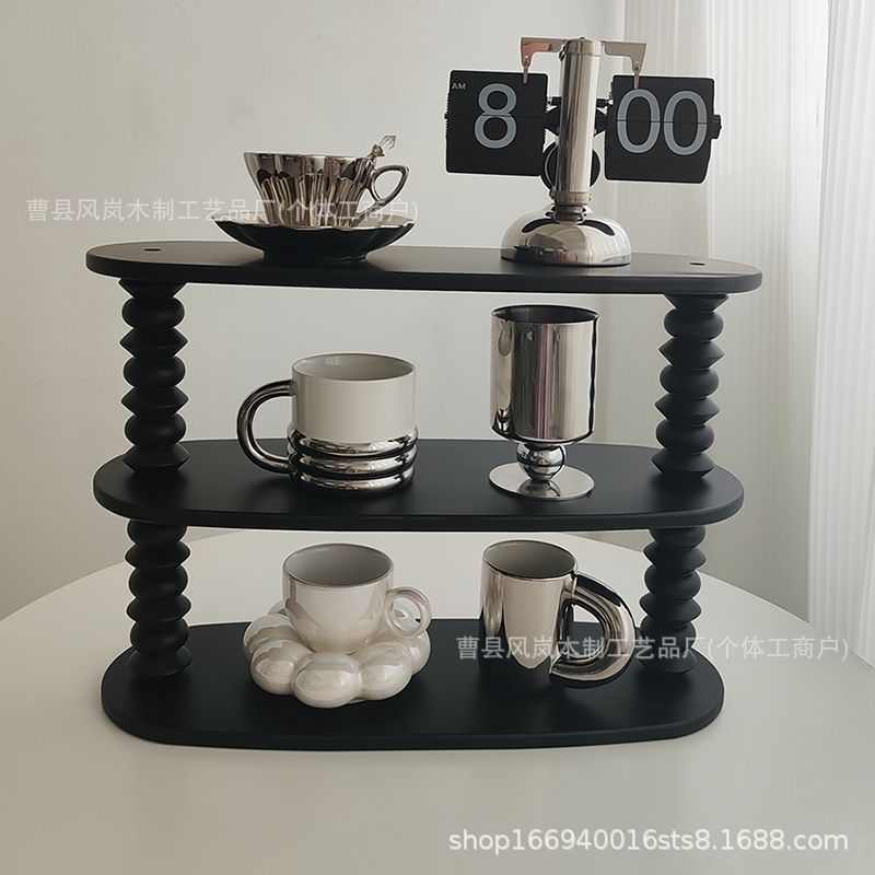 北欧风木质杯架桌面木制展示架三层木制置物架桌面木制杯子收纳架