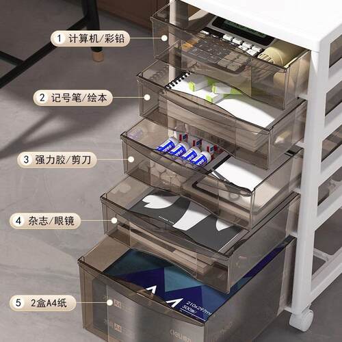 JS708981世办公桌文件加收纳柜抽工位桌底收纳架收纳下盒书屉桌移