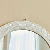 白蝶贝壳浴室镜圆形高端玄关壁挂装 饰镜墙贴别墅会所壁卫生间挂镜