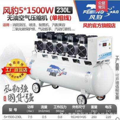 上海风豹空压机大型工业打气泵汽修喷漆木工配套无油静音空压机