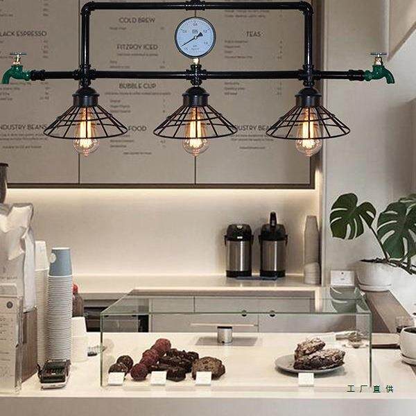 工业风复古怀旧铁艺吊灯loft美式创意咖啡服装餐厅酒吧台水管吊灯