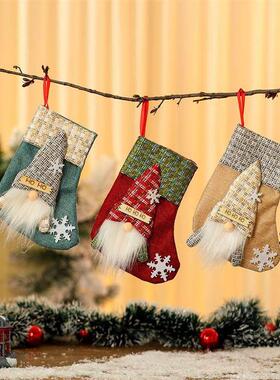 Burlap Christmas Stocking, Rustic Gift Bag & Candy Holder