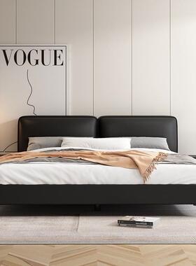 双大黑牛意式极简豆奶00000腐块油风皮床现室代简约人床卧主卧高