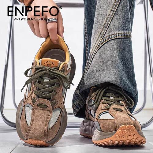 ENPEFO春季新款男士休闲老爹鞋运动厚底日常百搭配牛仔扩版裤子