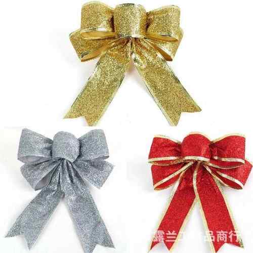Xmas Bow Accessory: 20cm Glitter, 5-Ear Tree Decor