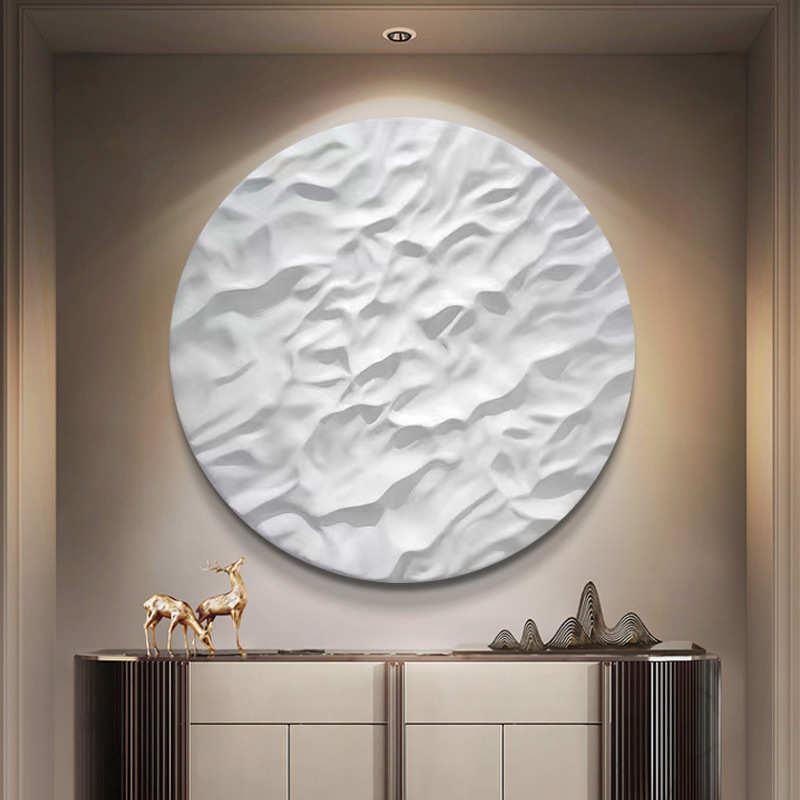 入户圆形玄关装饰画现代3d立体浮雕挂画抽象竖版客厅砂岩背景墙画图片