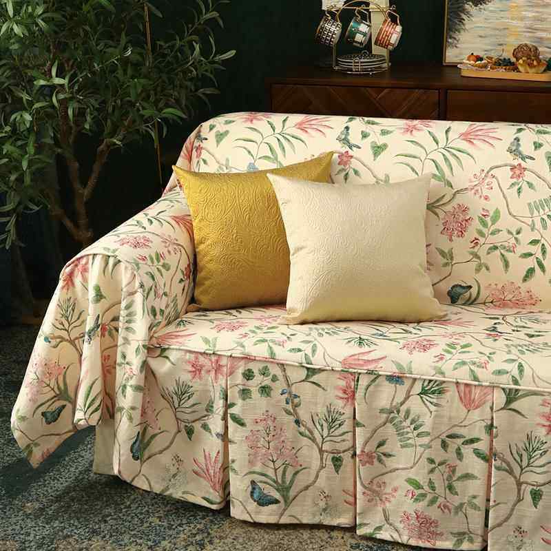 正品数码花美式印花鸟沙盖发巾罩垫套全布防尘布艺欧式现代四季可