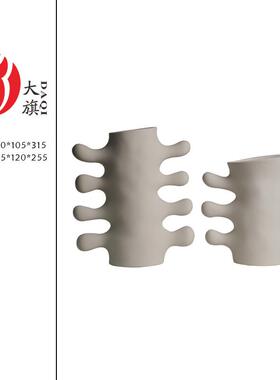 现代艺术家居QIV软白色陶瓷手工装瓶花件样板摆房别墅酒店装饰品