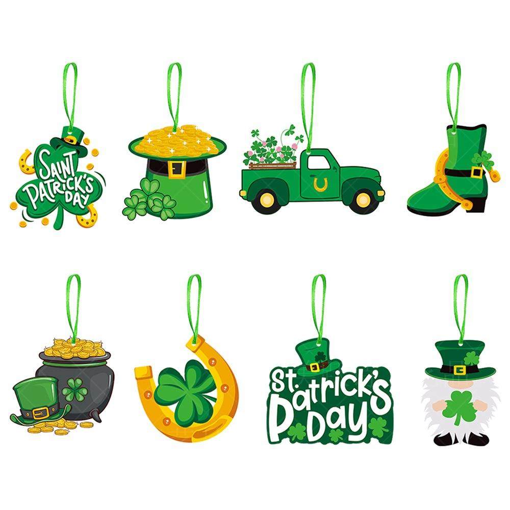 圣帕特里克节装饰挂饰吊牌 三叶草金币帽子爱尔兰节装饰吊饰