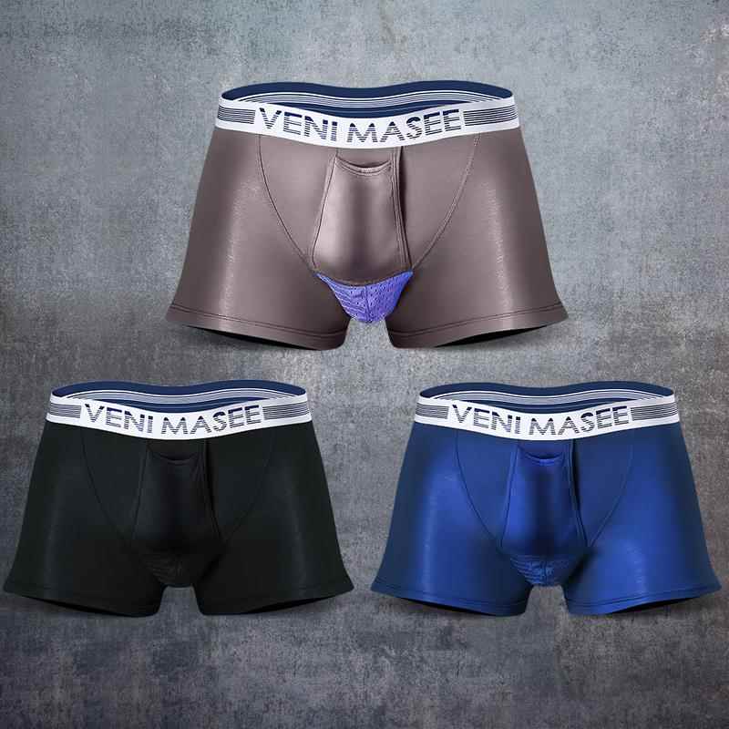 正品3适男士内裤枪弹蛋托分离冰丝条防囊袋u凸平角裤向上阴囊托舒