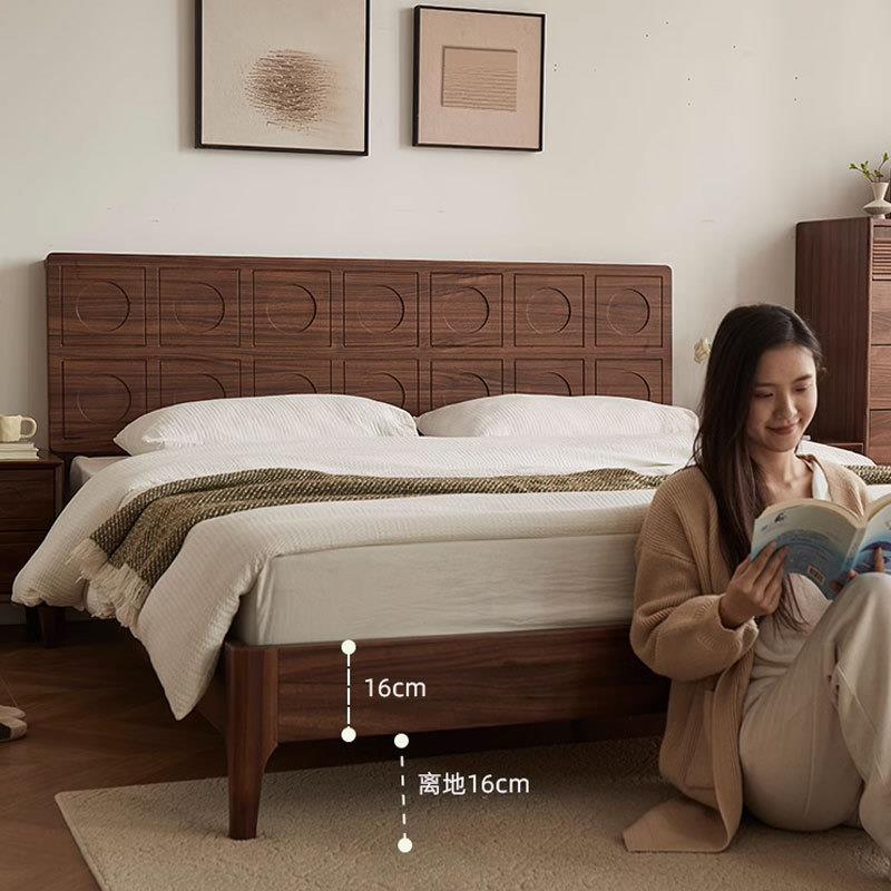 黑胡桃木全简无品牌/实木床约现代1用家1.5.8米双人大床