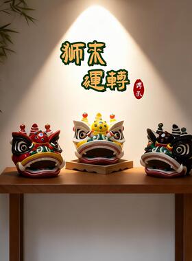 马年商务企业礼品刘关张醒狮国潮文创手工艺家居中高端陶瓷狮摆件