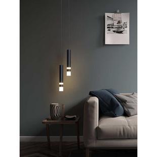 轻奢床头吊灯格栅灯北欧现代极简客厅背景墙房间主卧室吊线床头灯