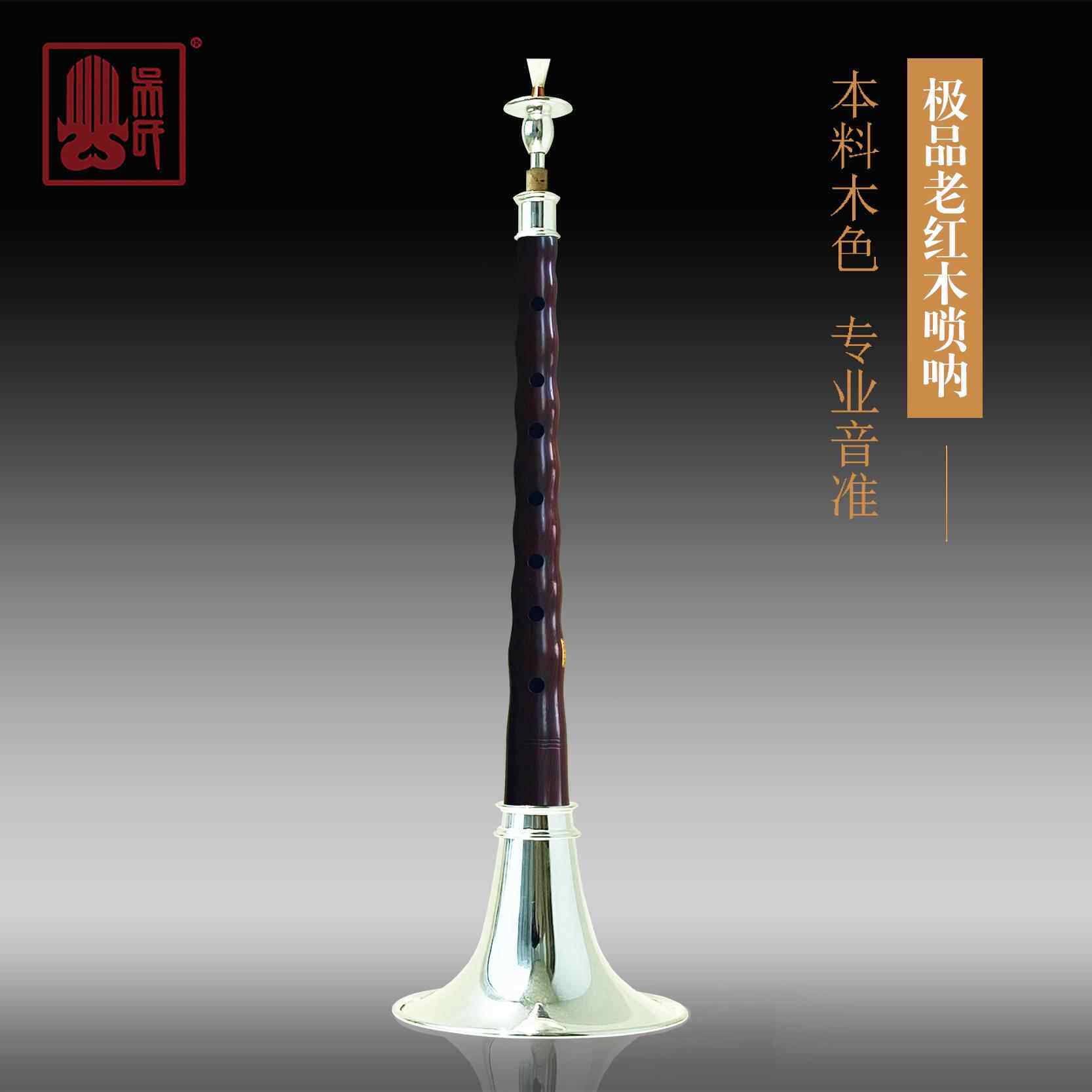 吴氏管乐专业唢呐D调百年老红木含哨片无缝芯子可调气盘唢呐碗