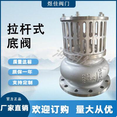 厂家供应水下拉柄式不锈钢材质法兰连接手拉H42X拉杆式底阀