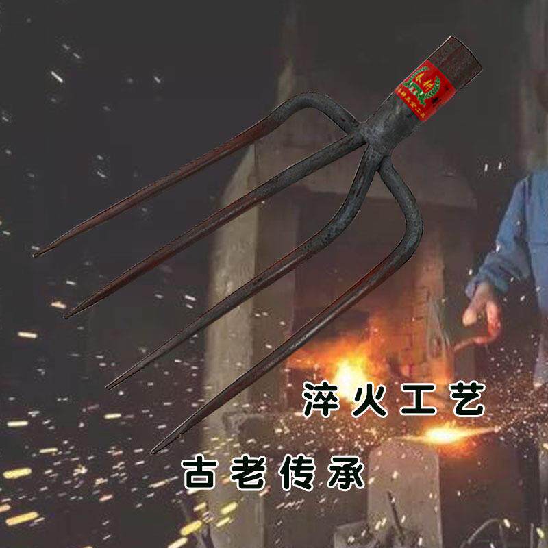 翻地叉挖地叉松土器四齿叉四齿锄农具农用钢叉铁叉锄头翻土耙子