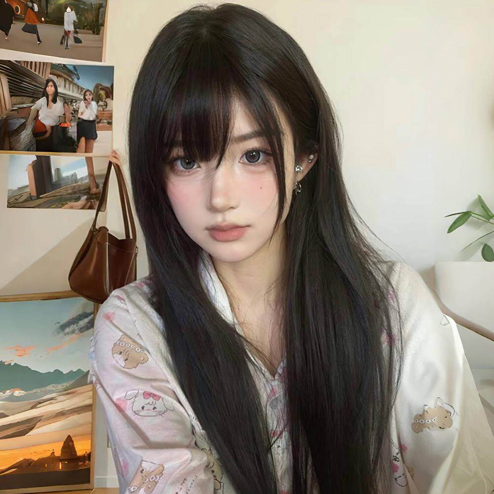 假发女长发全头套式少萝萌妹甜美日常双马尾黑长直齐浏海jk假发套