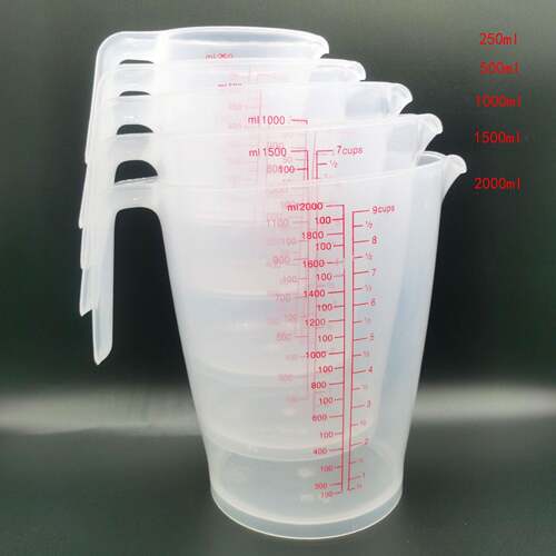 250ml\500ml\1000ML带刻度塑料量杯1L\1.5L\2L试验室量杯烘焙量杯
