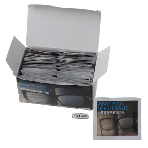 50Pcs Anti-Fog Wipes for Glasses Pre-moistened Antifog Lens