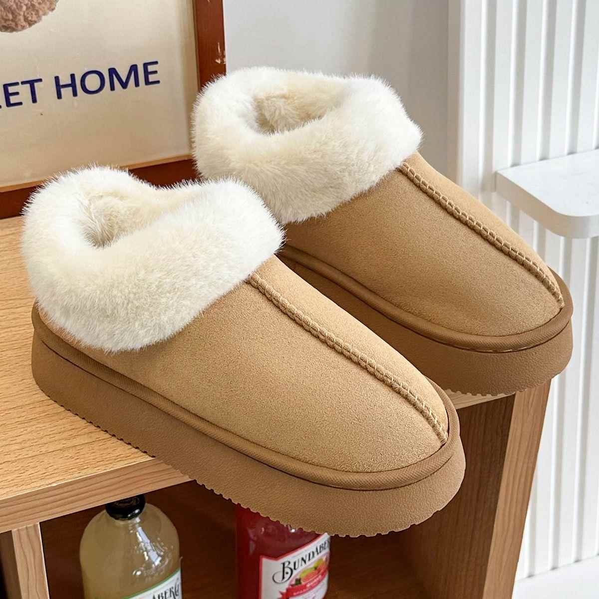 复古包跟舒适棉拖鞋冬季新款加厚加绒保暖防滑厚底外穿毛毛绒棉鞋