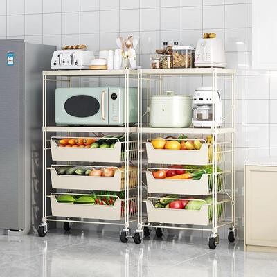 厨房蔬菜置物架菜架果多落层地GSL-0505抽拉收纳筐水果蔬收纳储子