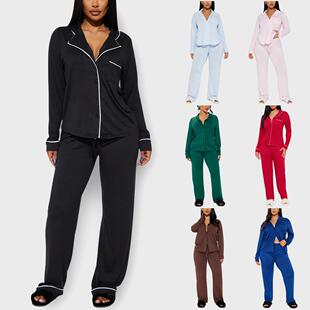 Womens Trousers Sleepwear Loungewear Basic Color Matching