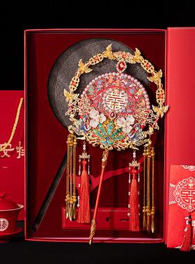 舞绣缘新娘出嫁婚扇秀禾团扇高级感红色喜扇diy材料包手工成品