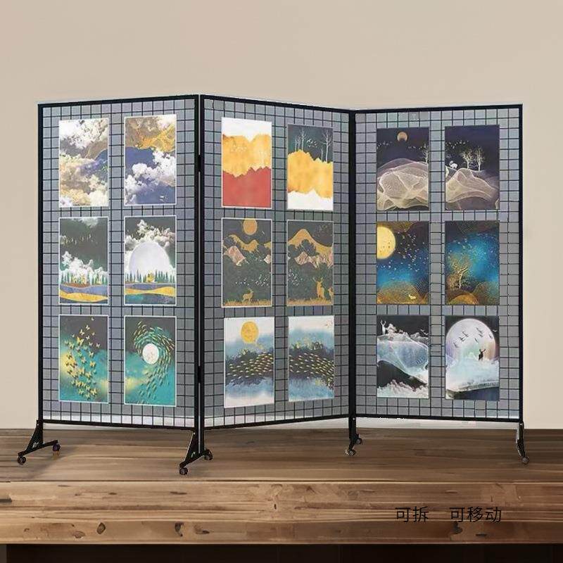 铁艺折叠网格展示架幼儿园作品画展画室美术室内户外可移动展览架