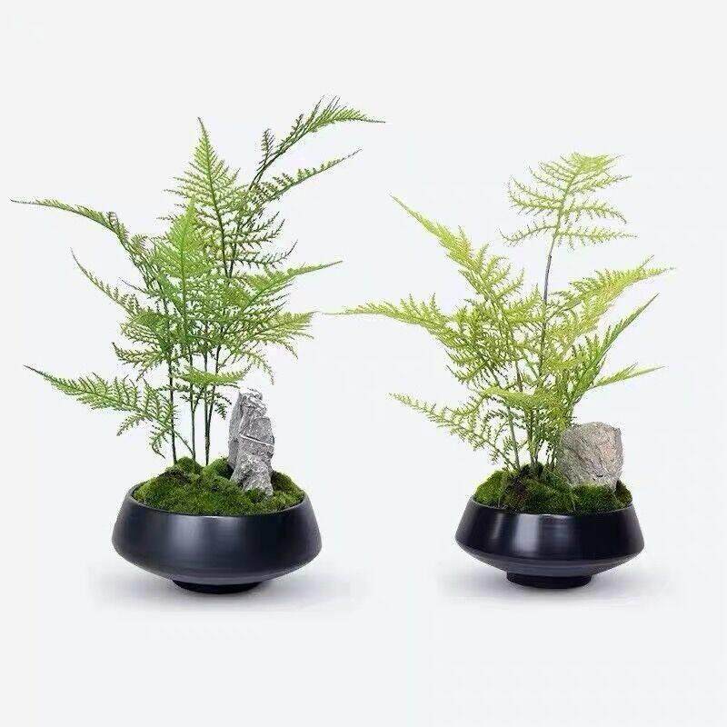 新中式彷真文竹彷真花售楼处样板间餐厅茶几茶室室内家居假花摆设