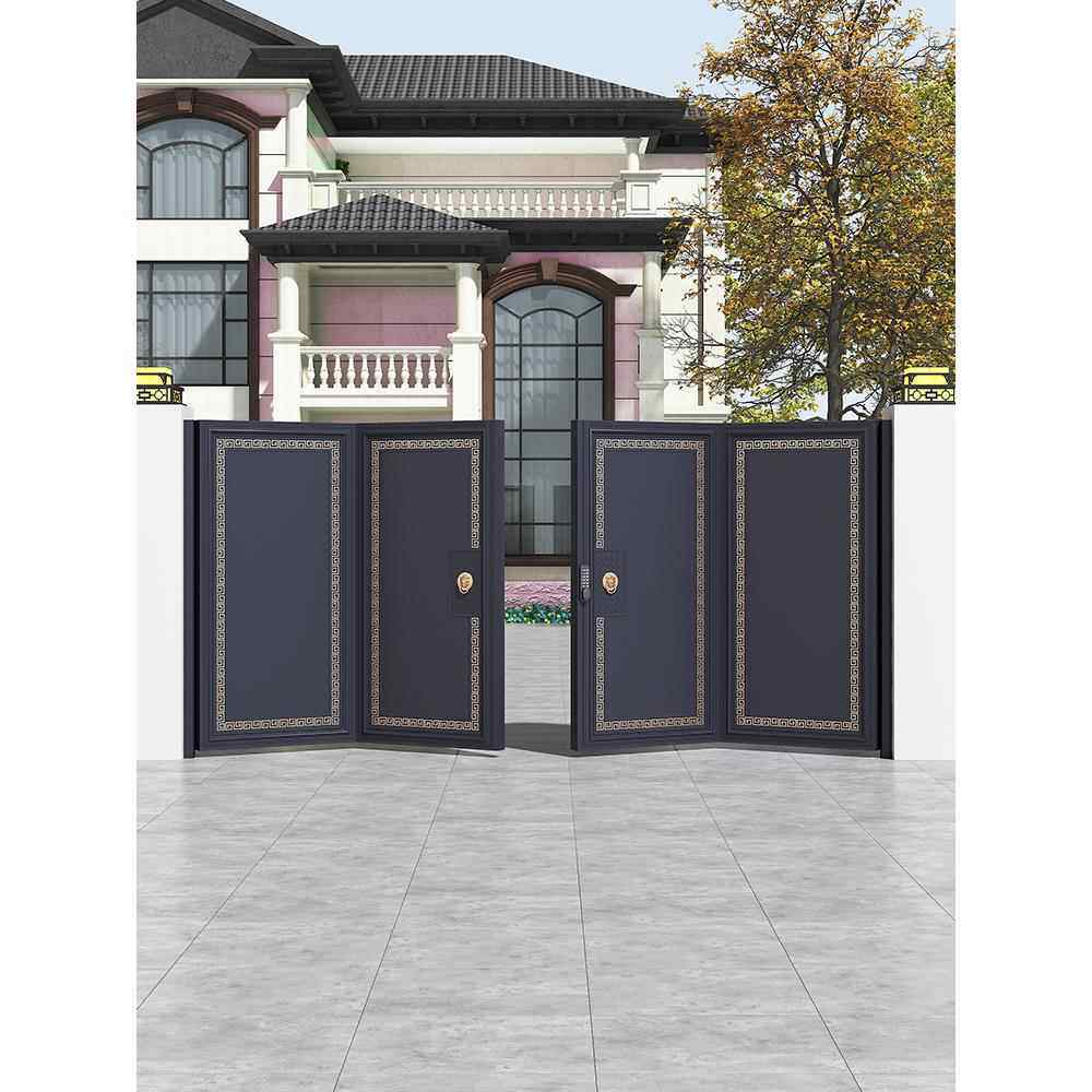 新中式精雕大门别墅庭院门铝合金门楼户外自建房双开大门花园栅栏