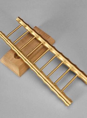 黄铜竹梯步步高升新居入宅开业客厅小梯子摆件乔迁之喜装饰品