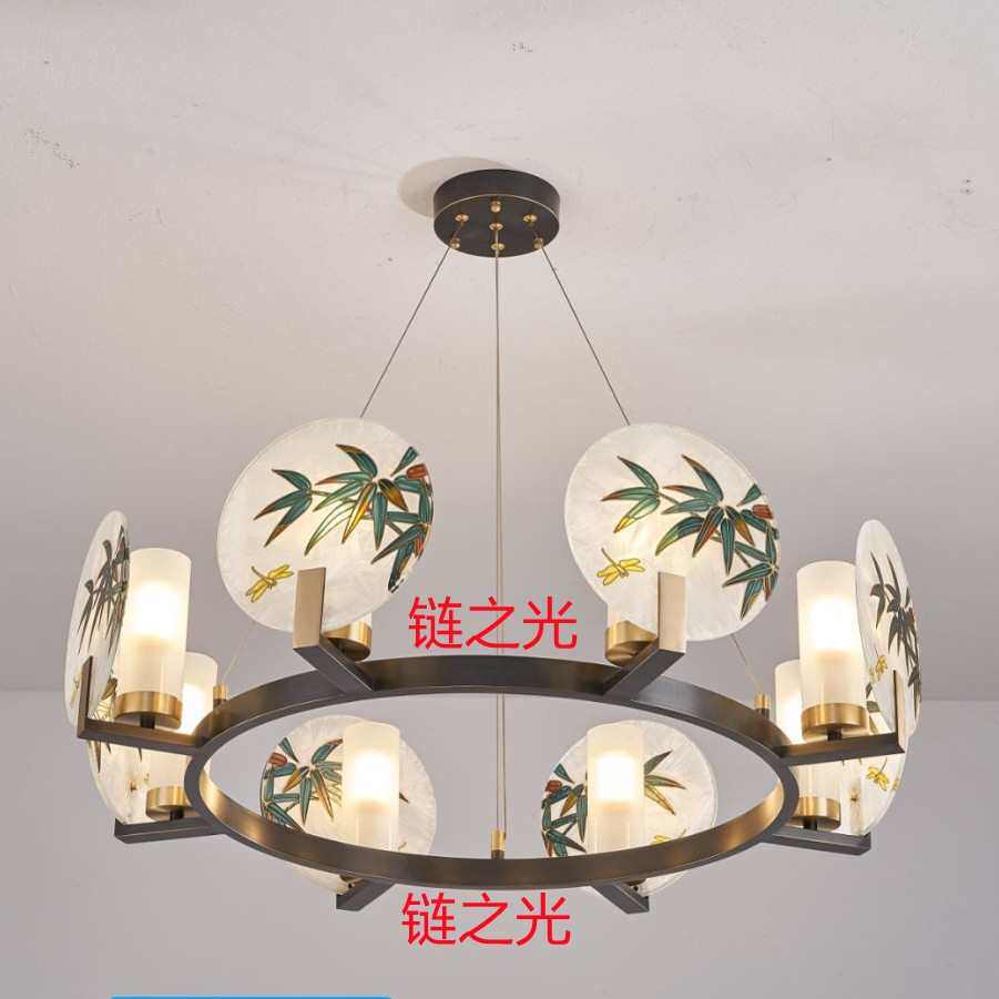 新中式吊灯客厅灯全铜中国风创意茶室餐厅灯简约现代轻奢吸顶灯具