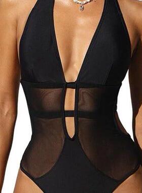 Hourglass Sculpting Mesh One-Piece Swimsuit | Deep V Neck