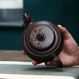 硕壶宜兴紫砂壶工具茶道名家纯手贴花茶文玩茶器花器原矿32果老紫